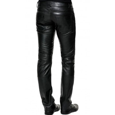 Pantalon cuir homme type jeans cuir épais mouton  noir modèle Mickael