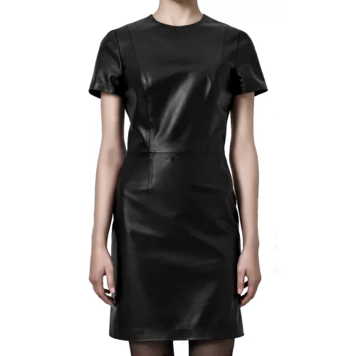 Robe en cuir agneau noir modèle Natalice