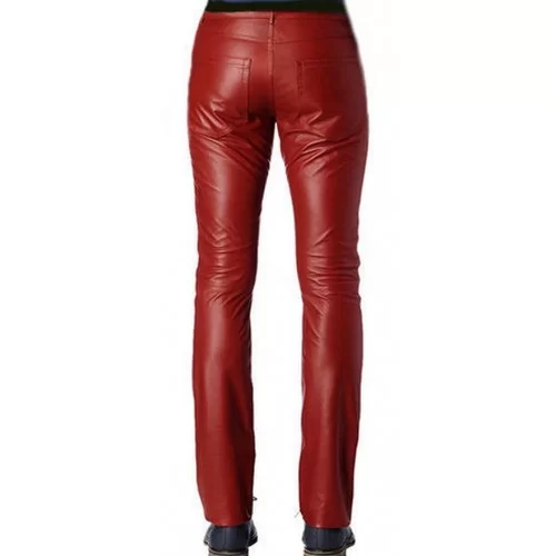 Pantalon cuir homme agneau rouge style jeans modèle Dana
