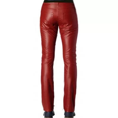 Pantalon cuir homme agneau rouge style jeans modèle Dana