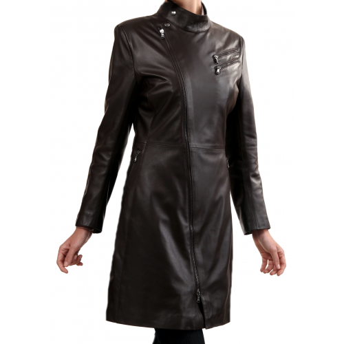 Trois quart cuir femme agneau noir modèle  Julia