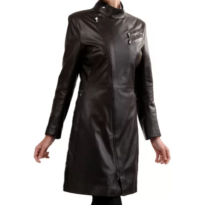 Trois quart cuir femme agneau noir modèle Julia