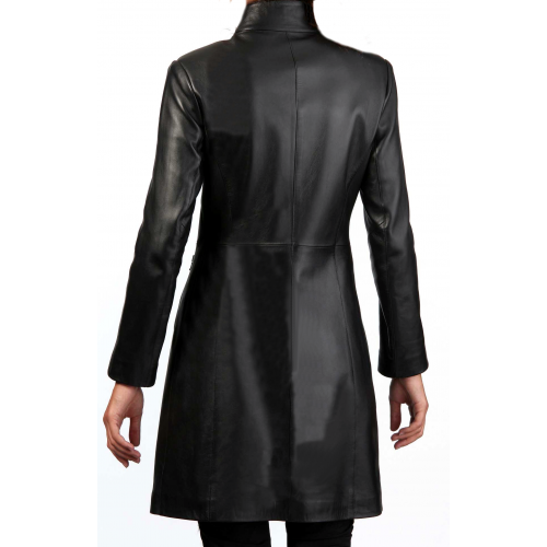 Trois quart cuir femme agneau noir modèle  Julia