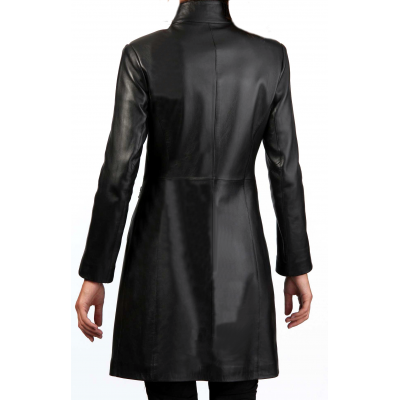 Trois quart cuir femme agneau noir modèle  Julia