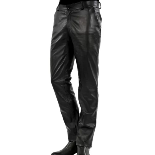 Pantalon cuir homme style jeans agneau noir modèle Dialo