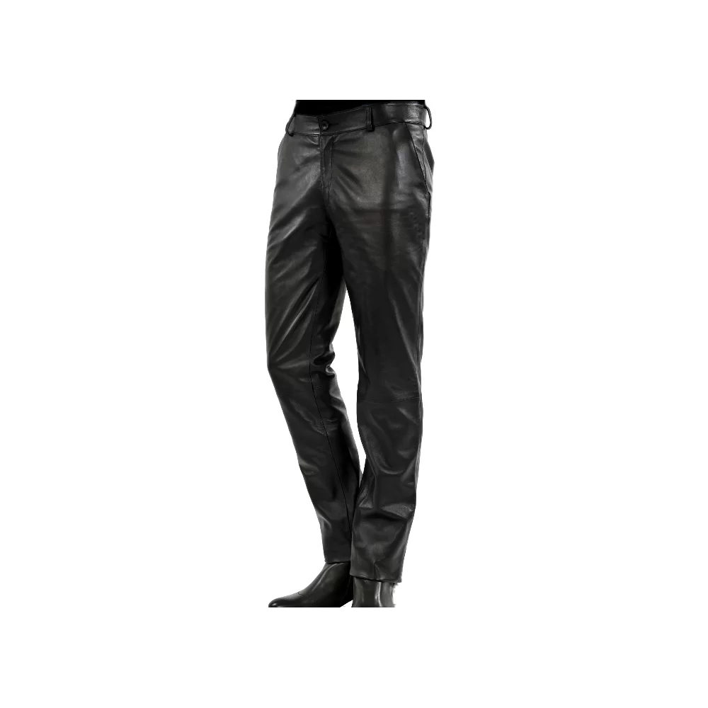 Pantalon cuir homme style jeans agneau noir modèle Dialo