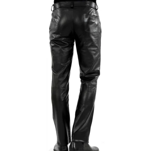 Pantalon cuir homme style jeans agneau noir modèle Dialo