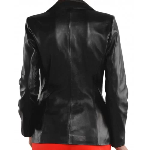 Veste cuir femme croisée en agneau couleur noir modèle Bilissi