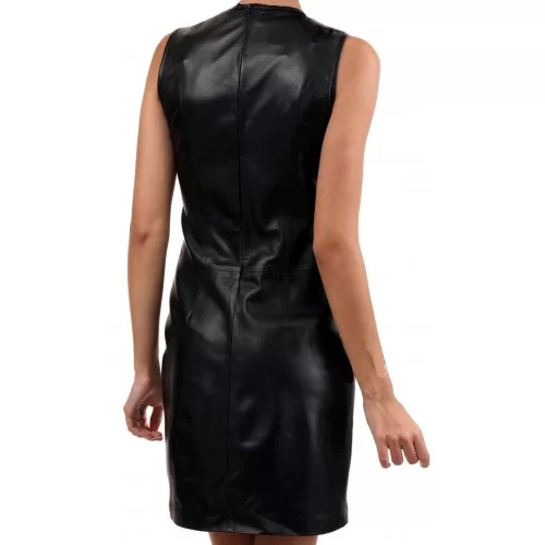 Robe en cuir agneau noir modèle Natalisa