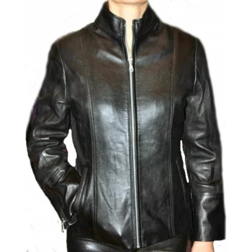 Blouson cuir modèle Cyntia agneau noir
