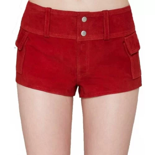 Short agneau velours couleur rouge femme modèle ANdrèa