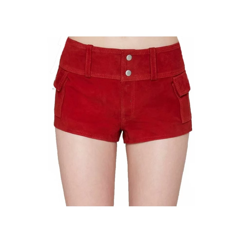 Short agneau velours couleur rouge femme modèle ANdrèa