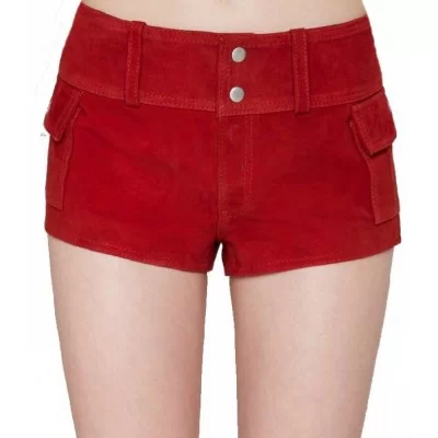 Short agneau velours couleur rouge femme modèle ANdrèa