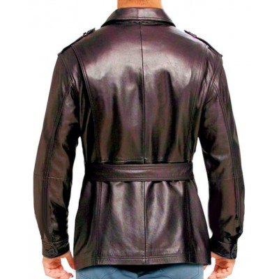 Trois quart style veste de combat homme cuir vachette noir  modèle Patone