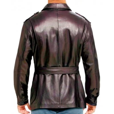 Trois quart style veste de combat homme cuir vachette noir modèle Patone