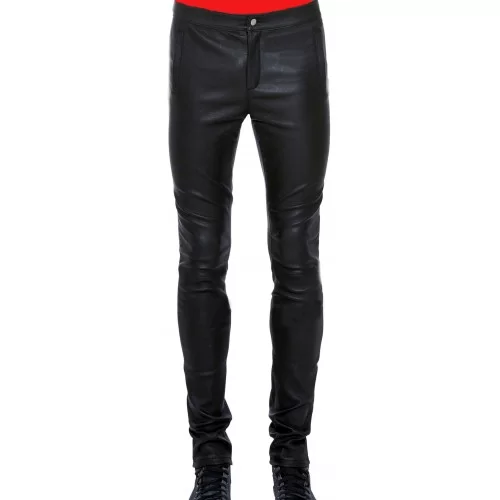 Pantalon cuir homme slim stretch noir modèle Solence