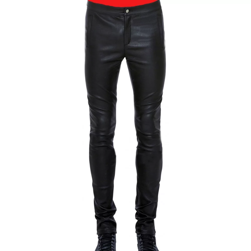 Pantalon cuir homme slim stretch noir modèle Solence