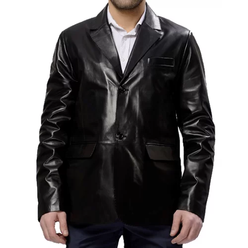 Veste blazer cuir homme sans fente agneau noir modèle Palatin