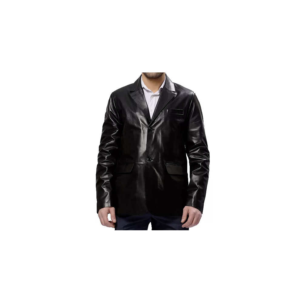 Veste blazer cuir homme sans fente agneau noir modèle Palatin