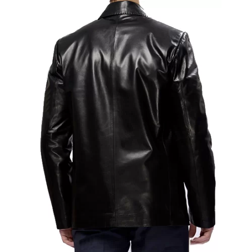 Veste blazer cuir homme sans fente agneau noir modèle Palatin