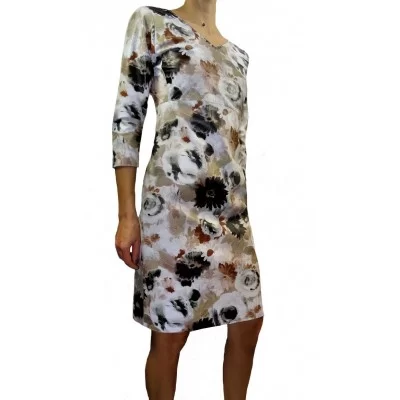 Robe cuir en agneau imprimé motif floral modèle Alténéa