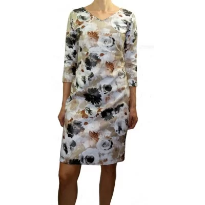 Robe cuir en agneau imprimé motif floral modèle Alténéa