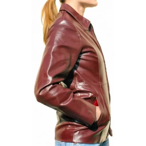 Blouson cuir femme modèle Colette en vachette bordeaux
