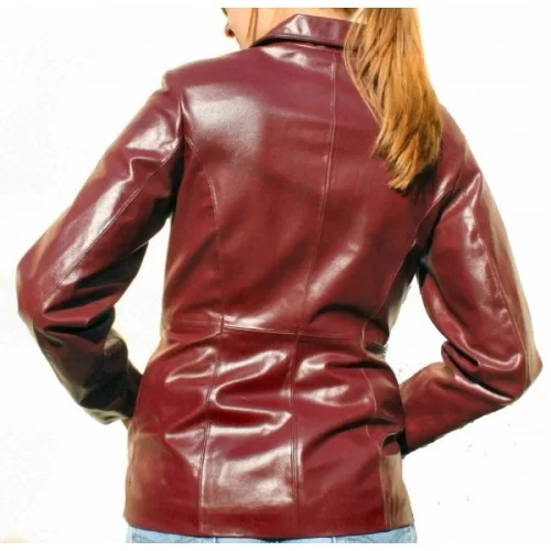 Blouson cuir femme modèle Colette en vachette bordeaux