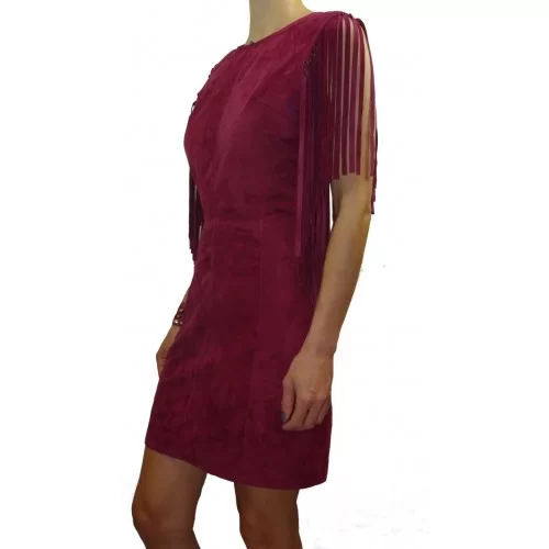 Robe agneau velours (daim) couleur bordeaux modèle Framboise