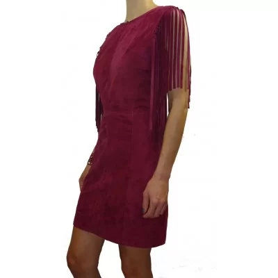 Robe agneau velours (daim) bordeaux modèle Framboise