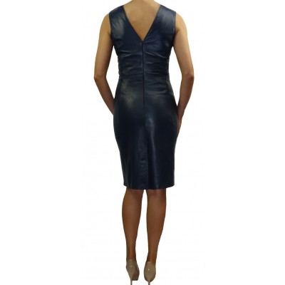 Robe cuir mi longue agneau  modèle Lucia