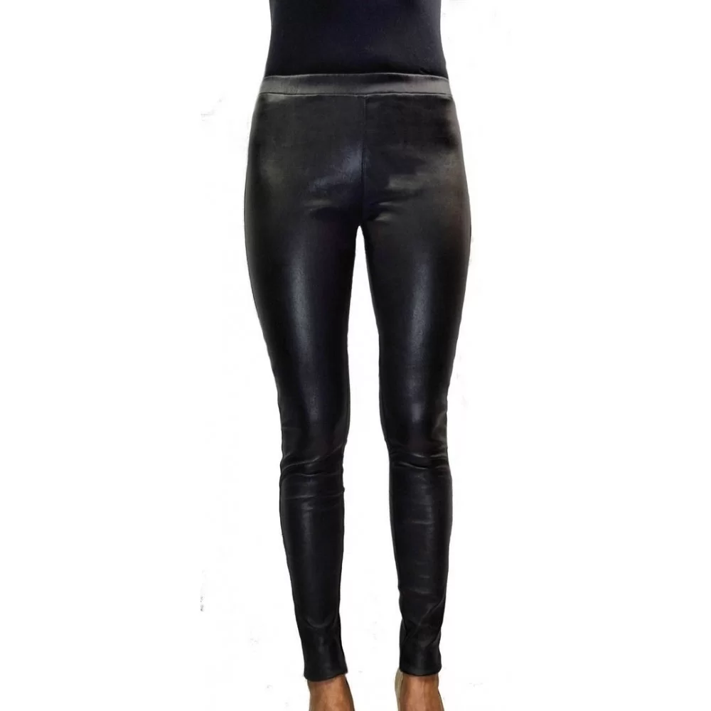 Pantalon legging agneau stretch sans poches cuir femme modèle Iriza 