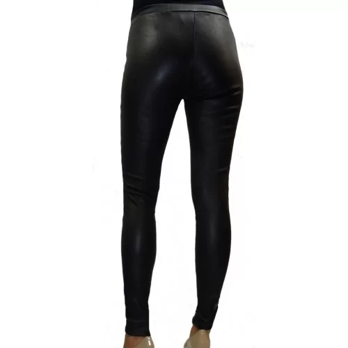 Pantalon legging agneau stretch sans poches cuir femme modèle Iriza 