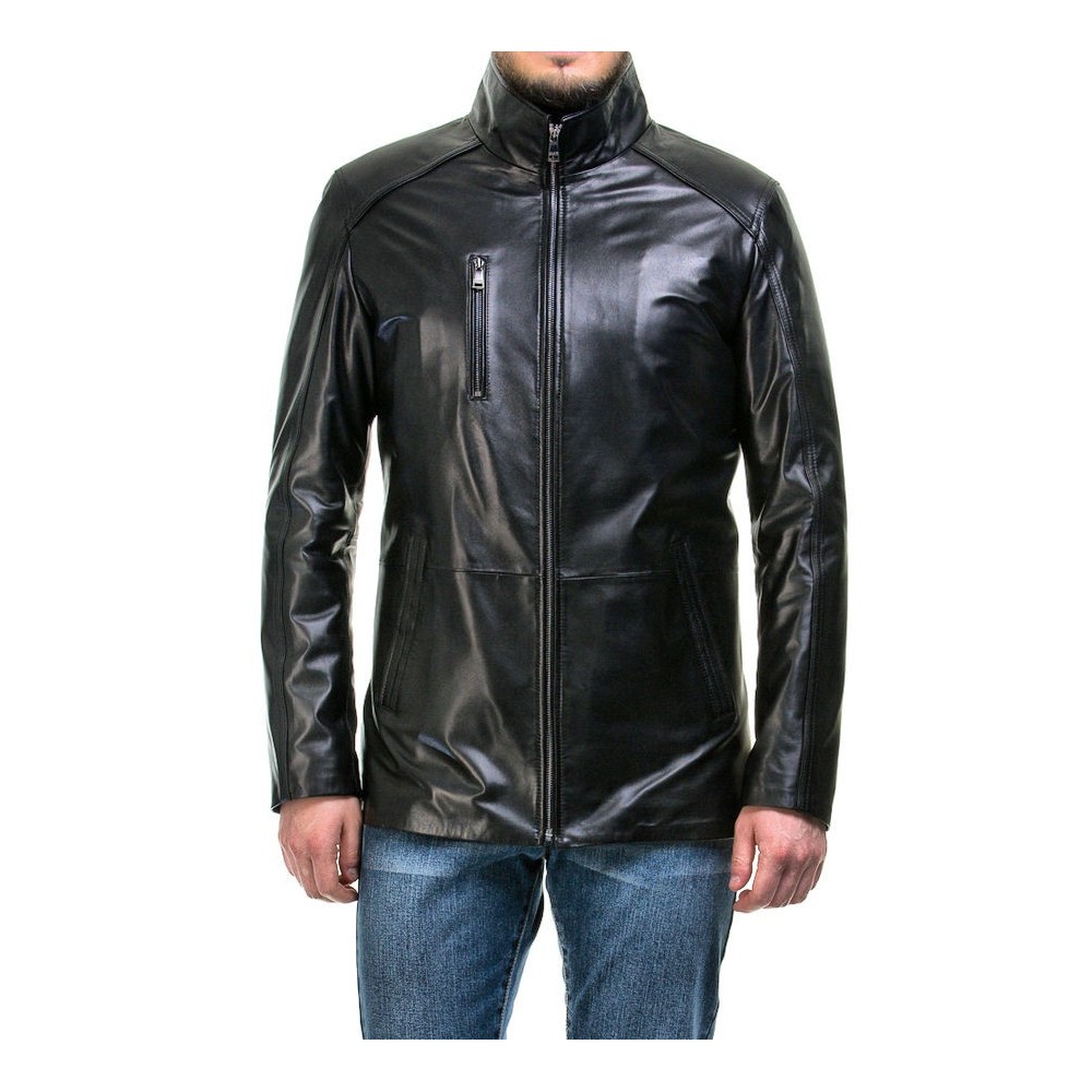 Veste droite cuir homme agneau  modèle Amoro