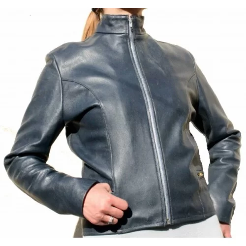Blouson modèle Celia rn vachette vintage coueur bleue
