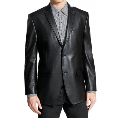 Blazer cuir homme 2 boutons avec fente au dos agneau modèle Brandon