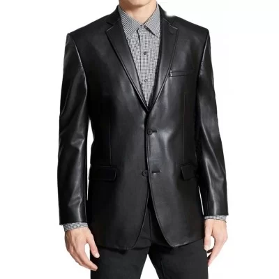 Blazer cuir homme 2 boutons avec fente au dos agneau modèle Brandon