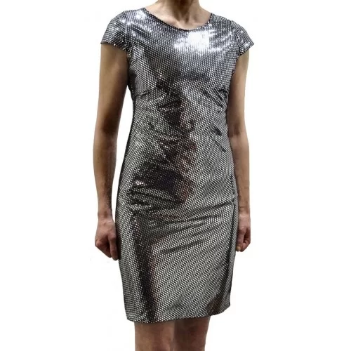 Robe en agneau impression ronds argent modèle Disco