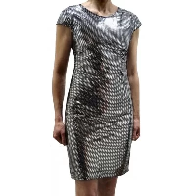 Robe en agneau impression ronds argent modèle Disco