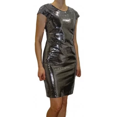 Robe en agneau impression ronds argent modèle Disco