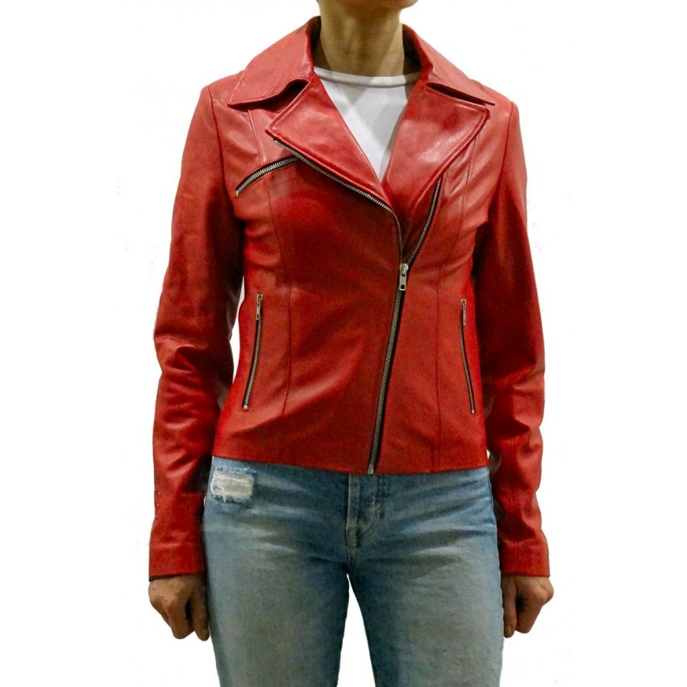 Blouson style perfecto  cuir agneau modèle Zea