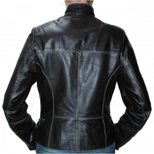 Blouson cuir femme agneau noir modèle Caterine