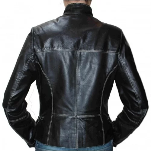 Blouson cuir femme agneau noir modèle Caterine