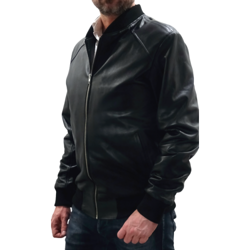 Blouson Atila style teedy en agneau noir