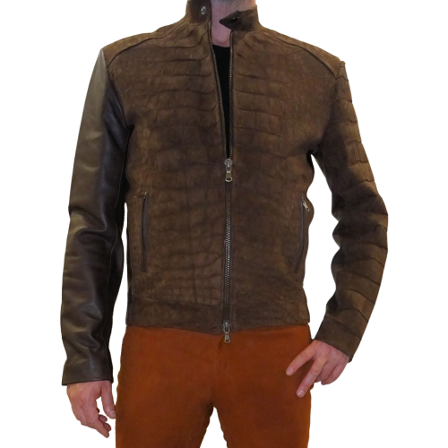 Man leather coat model Pieric