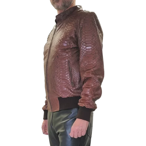 Blouson teedy modèle Mino cuir de python véritable marron