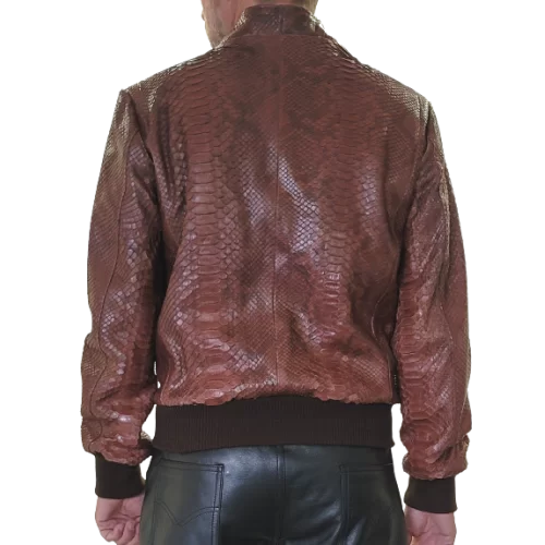 Blouson teedy modèle Mino cuir de python véritable marron