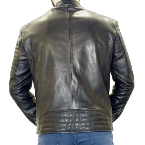 Blouson modèle Nathan en cuir de vachette plongée noire