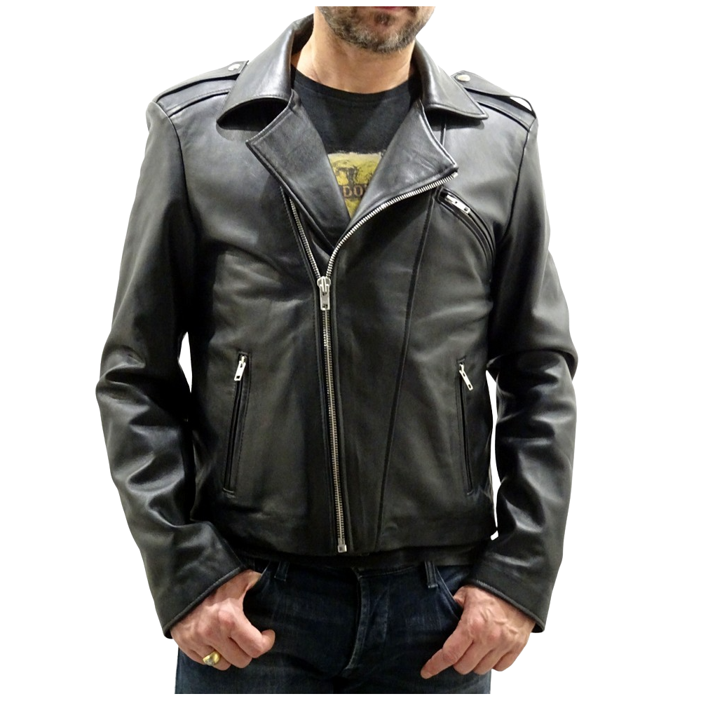 Blouson perfecto en cuir de mouton noir modèle Franky