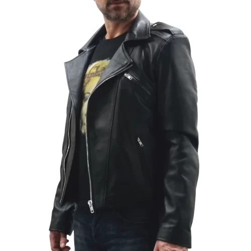 Blouson perfecto en cuir de mouton noir modèle Franky